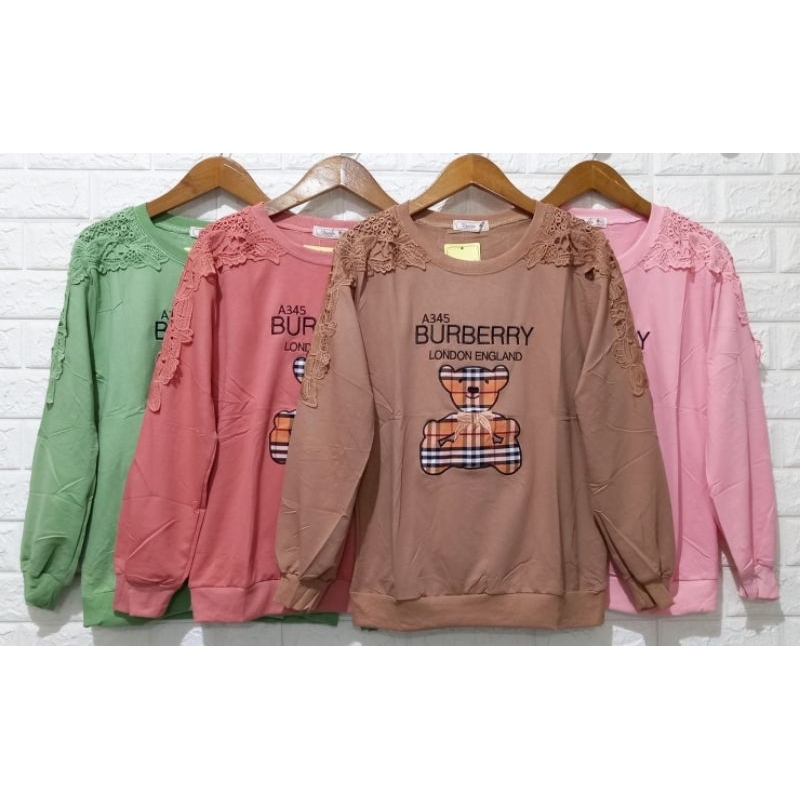 [REALPIC] ATASAN KAOS WANITA IMPORT UKURAN RENDA BORDIR TANGAN PANJANG