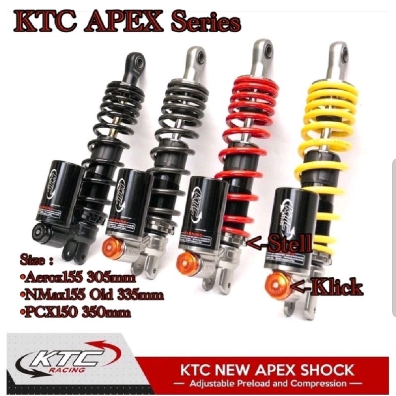 Shockbreaker KTC Racing APEX Tabung Bawah 305Mm 335Mm 350Mm Double Shock Matic Rebound Adjustable Or