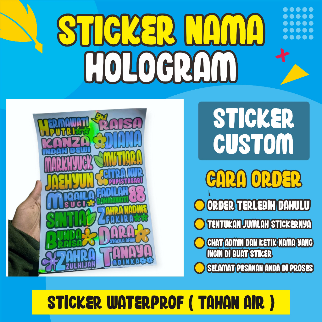 

Sticker Nama Custom Hologram, Sticker Nama Unik, Sticker Nama Keren