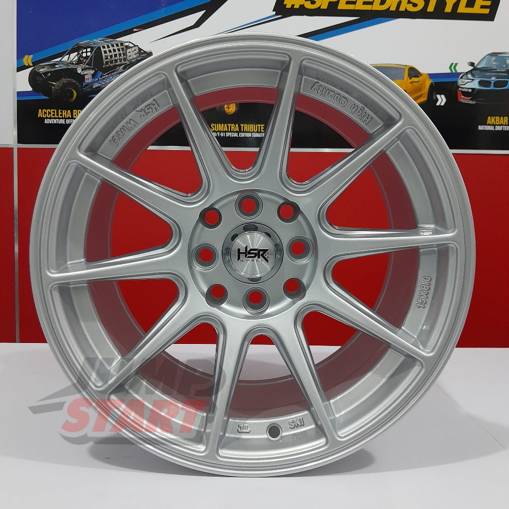 Hsr Shinjuku ring15 pelek mobil Brio Calya Vios Freed Swift pcd 4 lebar 7/8 silver r15 velg mobil hs
