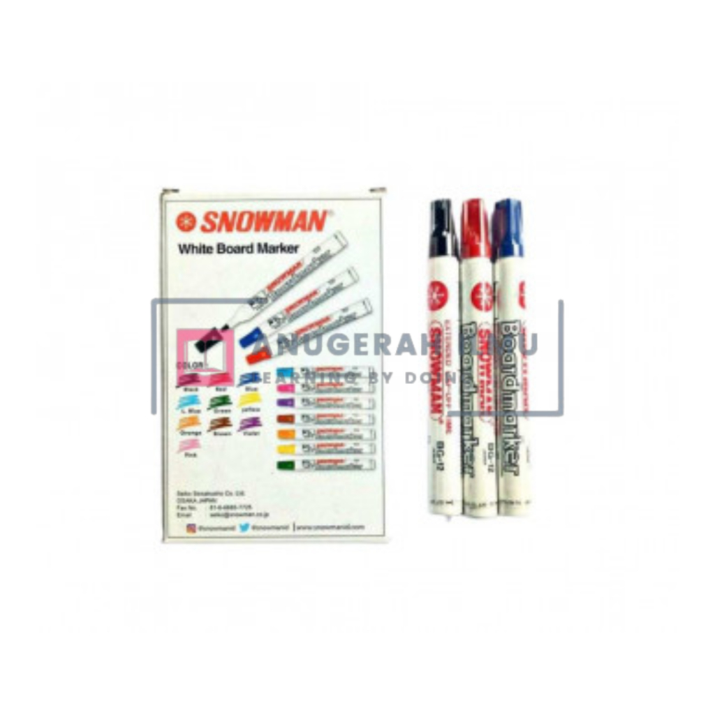 

Spidol Snowman White Board Marker BG-12 BG12 Papan Tulis Bisa Dihapus Per Lusin (12) / ANUGERAH ILMU