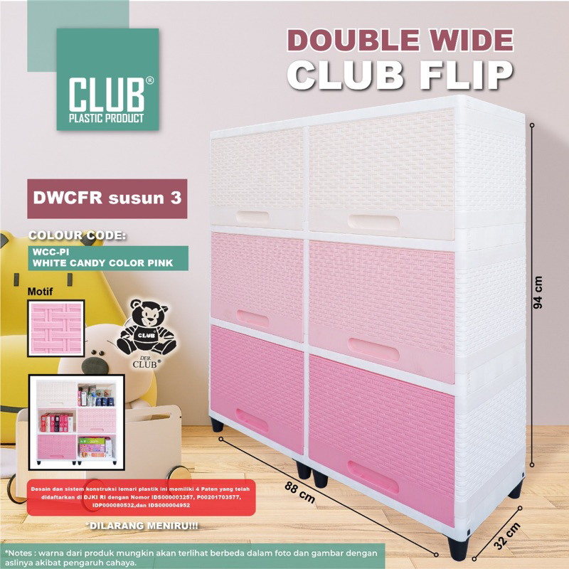 LEMARI PLASTIK JUMBO CLUB /LEMARI DOUBLE WIDE CLUB FLIP 2 SUSUN, 3 SUSUN - DWCF 2 CLUB FLIP - DWCF 3