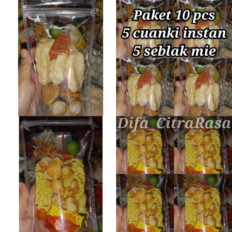 

paket 10 pcs,5pcs CUANKI 5pcs SEBLAK MIE