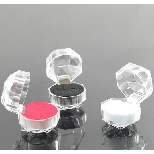 Kotak Box Cincin Akrilik – Kotak Perhiasan - Wadah Emas Unik + Busa Tebal PROMO