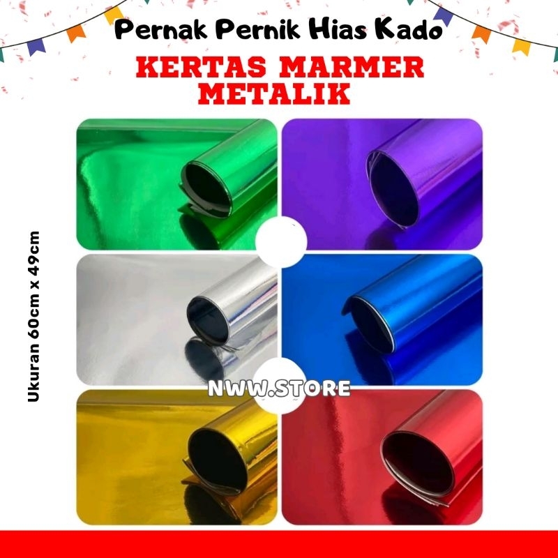 

KERTAS KADO SAMPUL BUKU MARMER KERTAS METALIK MERAH HIJAU SILVER GOLD BIRU