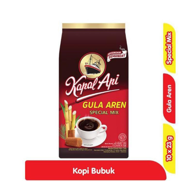 

Kopi Kapal Api Gula Aren Spesial Mix 230g (10 Sachet @23g)