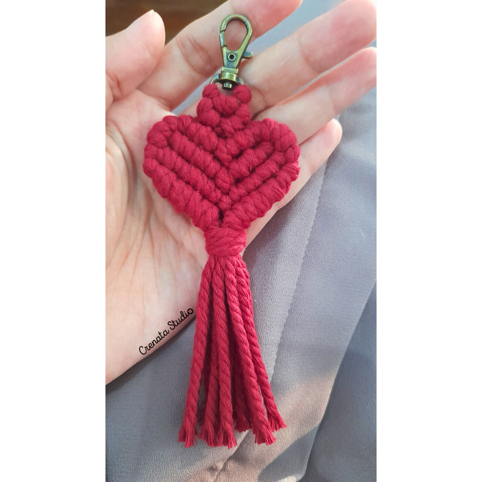 Crenata Studio - Heart Keychain | Heart Macrame Keychain | Gantungan Kunci Macrame | Souvenir | Souv