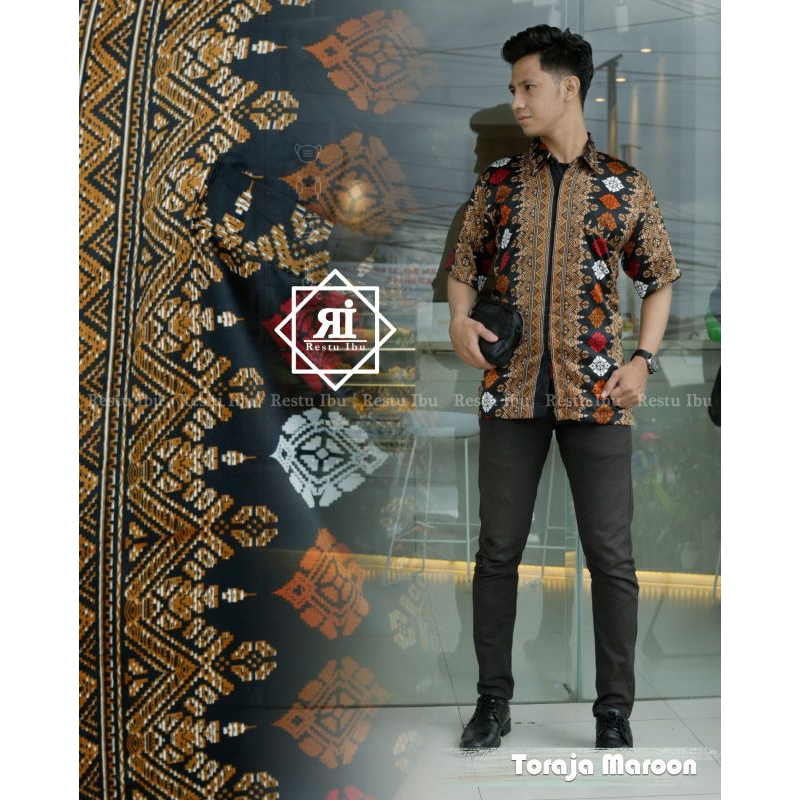 Kemeja batik dewasa lengan pendek - kemeja batik bahan semi sutra - batik kerja - kemeja lamaran - b