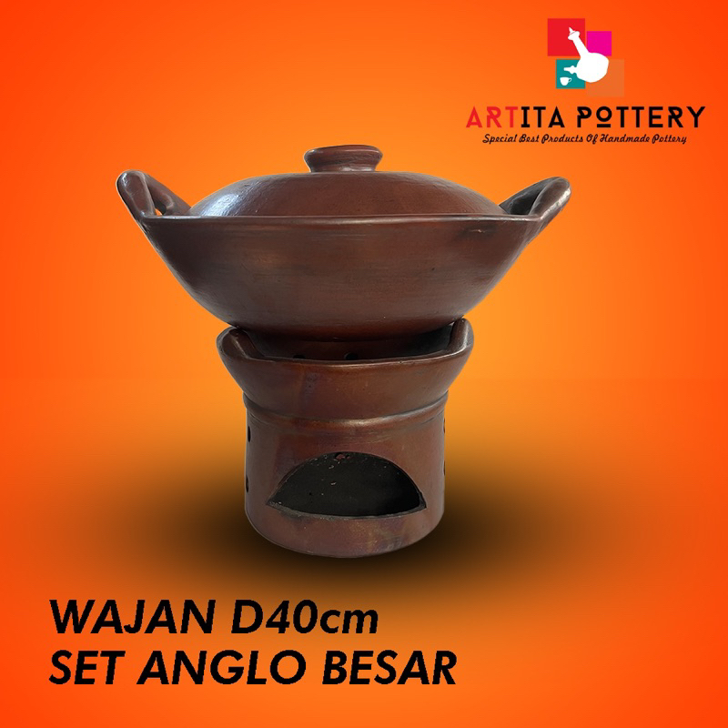 PRASMANAN SET WAJAN 40cm ANGLO BESAR GERABAH TANAH LIAT