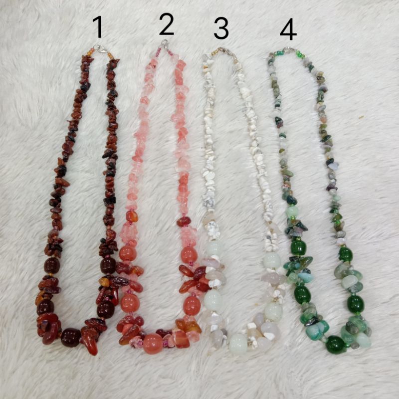 Kalung Batu Kerikil mix Manik Kaca Jombang