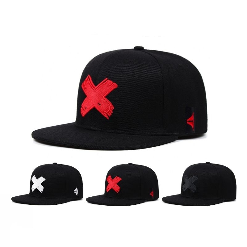 Topi Pria Distro Snapback Hiphop Bahan tebal Logo bordir Cod