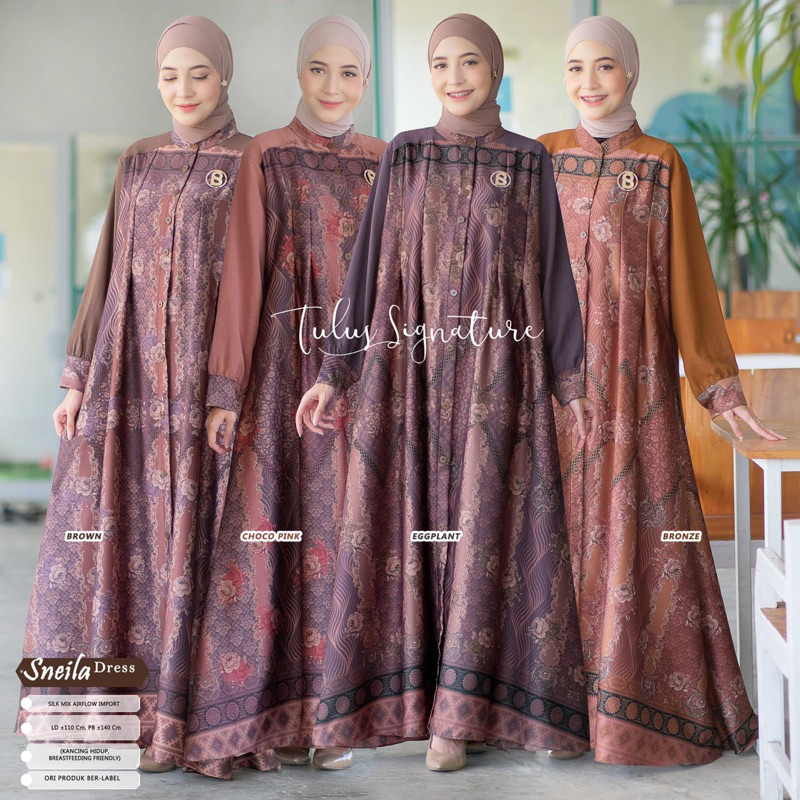 20.8 SNEILA DRESS ori GHAFFA THE LABEL || Gamis Silk Mix crinkle Airflow Premium LD 110 cm Busui Fri
