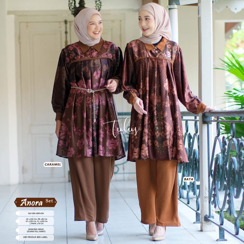 20.8 Annora Set by GHAFFA THE LABEL || One set setcel wanita Silk Motif Mix airflow Busui setelan Mu
