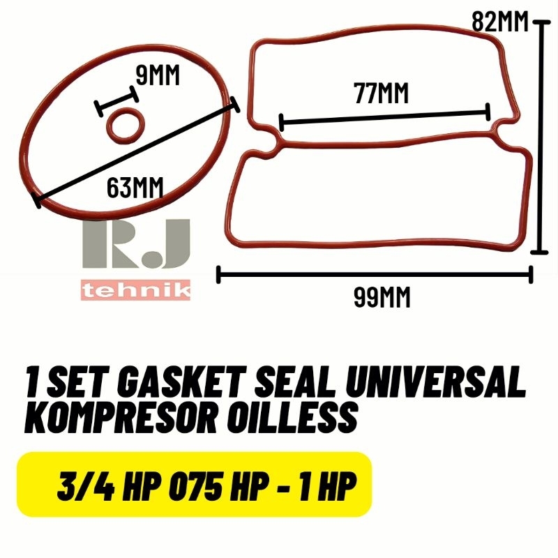 Seal Gasket Oilless Kompresor Angin Silent Oilless 3/4HP 075HP - 1HP