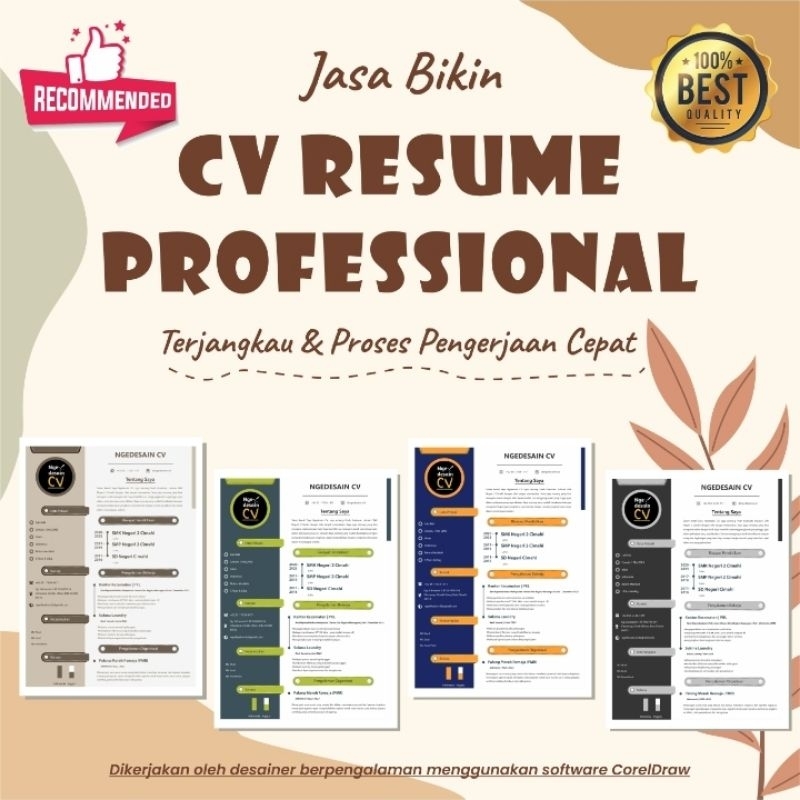 JASA CV - Desain CV PDF Murah, Proses Cepat, Kualitas Premium HD