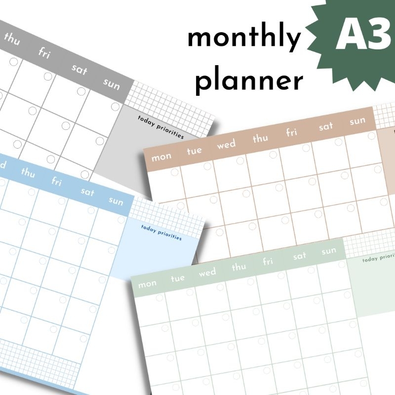 

Wall Planner | Study planner | Monthly Planner A3 | *Free boardmarker | eraseable