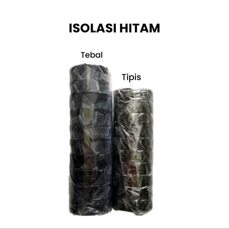 

(Isi 10) Isolasi Hitam Tebal Tipis 1 slop / Selotip Hitam Goldtape & Abro