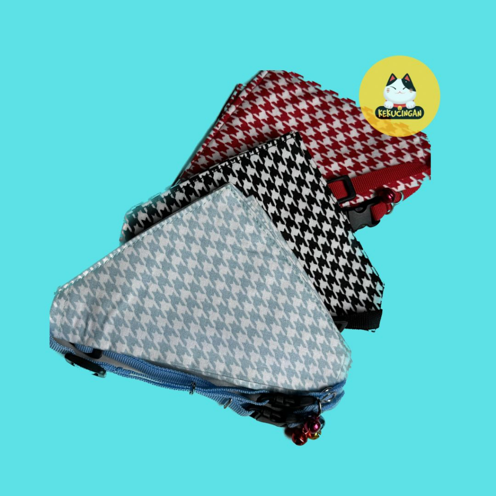 Kalung Scarf Bandana Kucing Motif Dengan Lonceng Kemrincing