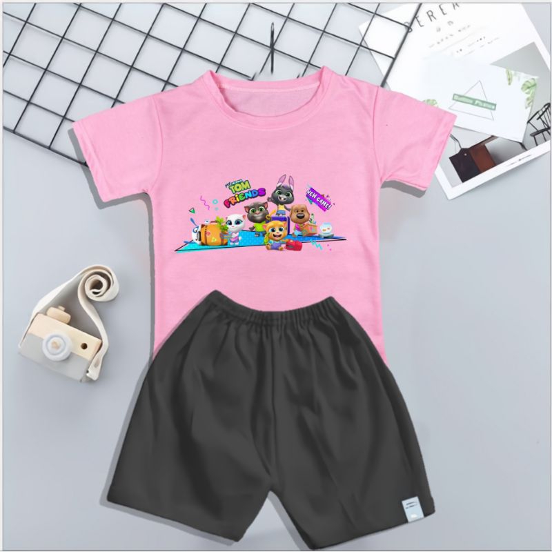 SETELAN BAJU KAOS TALKING TOM ANAK