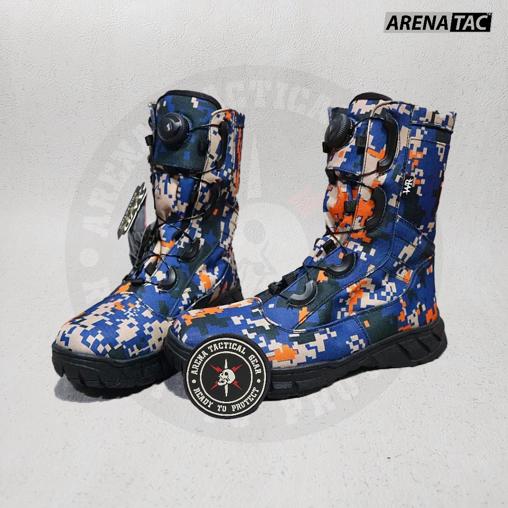 Sepatu PDL Loreng Airud Model Tali Putar / Sepatu PDL Airud Baharkam Polri / Sepatu PDL WR Loreng Ai