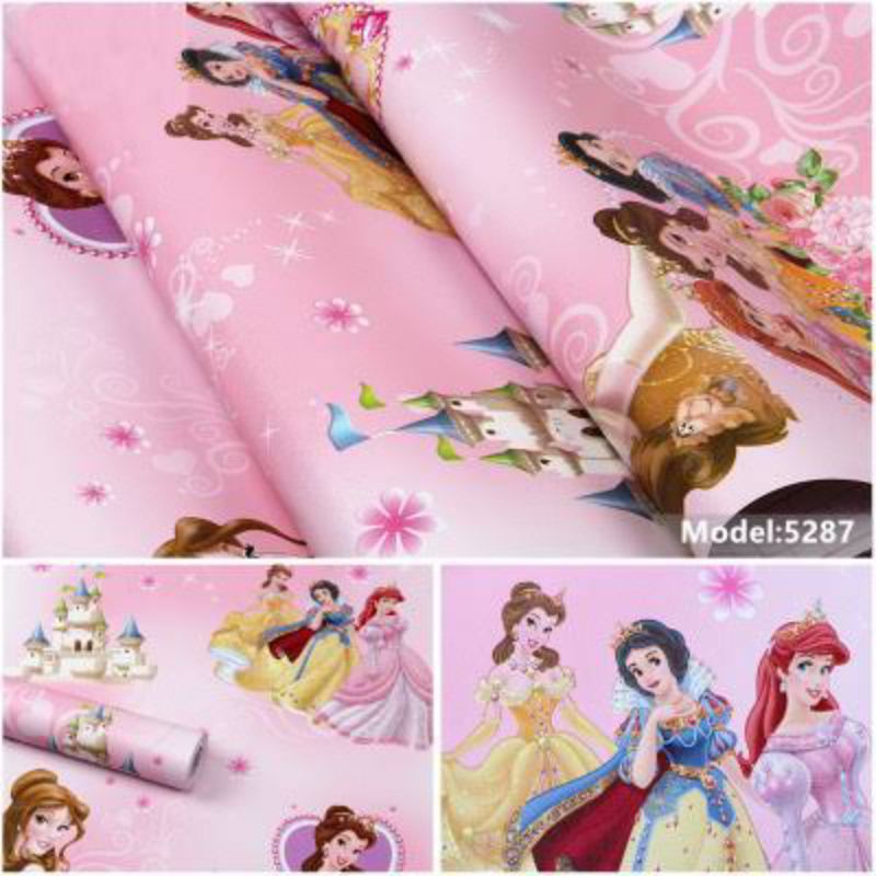 Wallpaper Sticker Dinding Karakter Princess Pink Dekorasi Dinding Kamar Anak