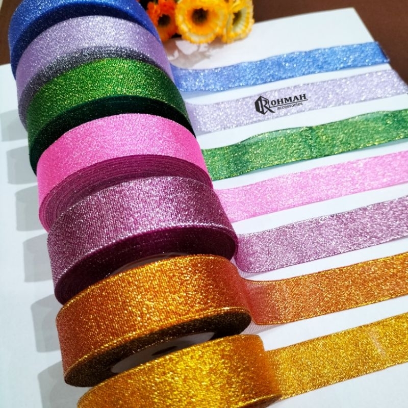 

Pita Glitter Metalik 2,5 cm per-meter