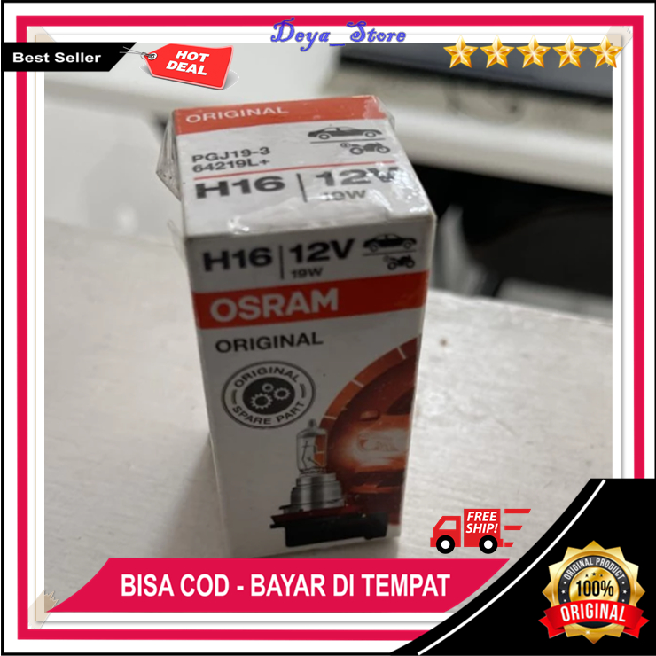 Bohlam Halogen Motor Headlamp Osram H16 Original Berkualitas Bohlam OSRAM 19W High Quality