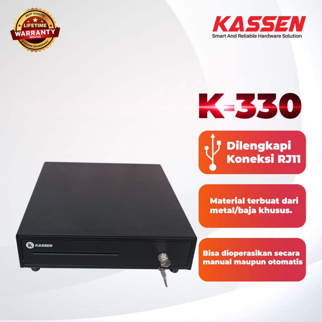 LACI UANG KASSEN K-330 BLACK RED | K-330 BR | KASSEN BR | CASH DRAWER