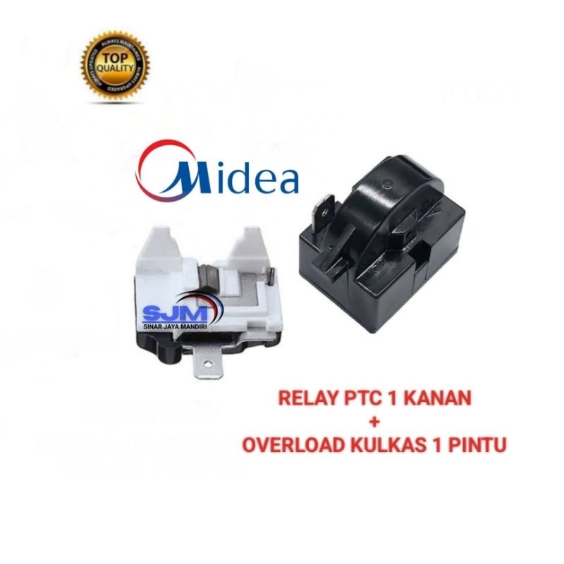 Relay Ptc 1 Pin Kanan + Overload Kulkas 1 Pintu Midea
