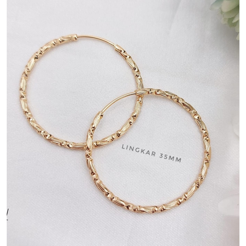 Anting bulat gipsy ulir warna emas model korea