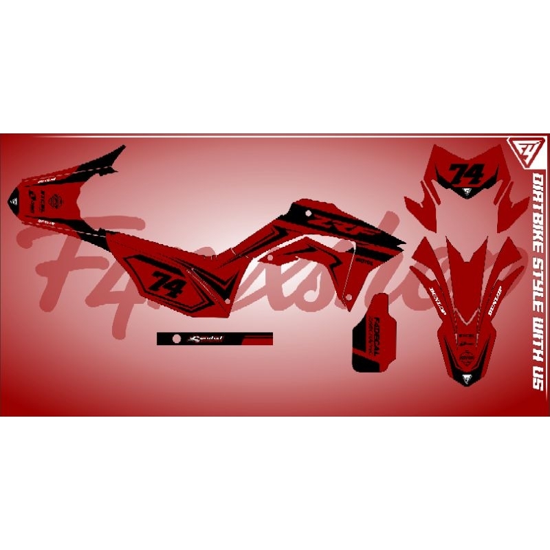 DECAL CRF MERAH / DECAL DTRACKER MERAH / DECAL KLX MERAH / DECAL WR MERAH