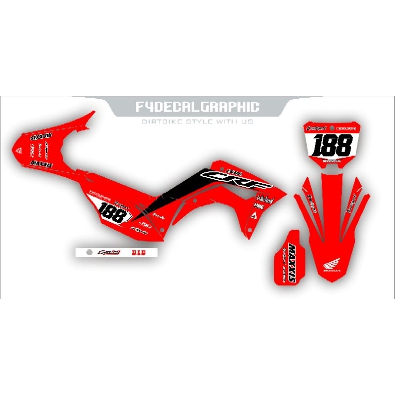 DECAL CRF MERAH / DECAL WR MERAH / DECAL KLX MERAH / DECAL DTRACKER MERAH