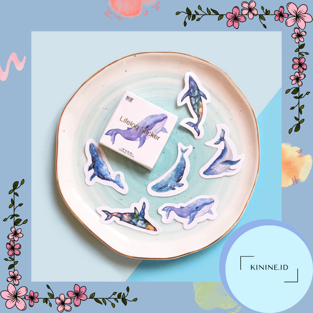

45pcs Sticker Paus Lucu | Paus Whale Stiker Decor Bujo Scrapbook Diary