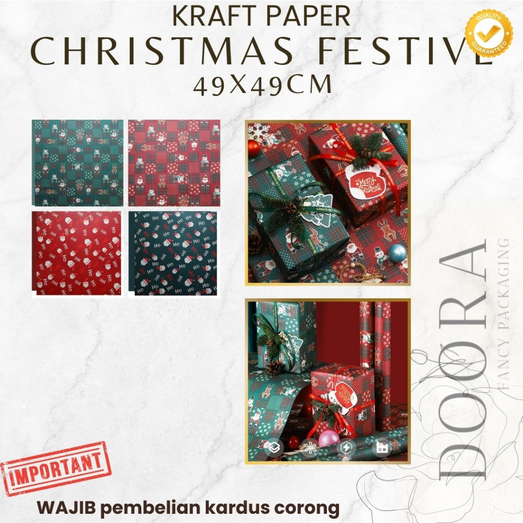 

Kertas Kado Wrapping Paper Christmas Festive Kraft Paper