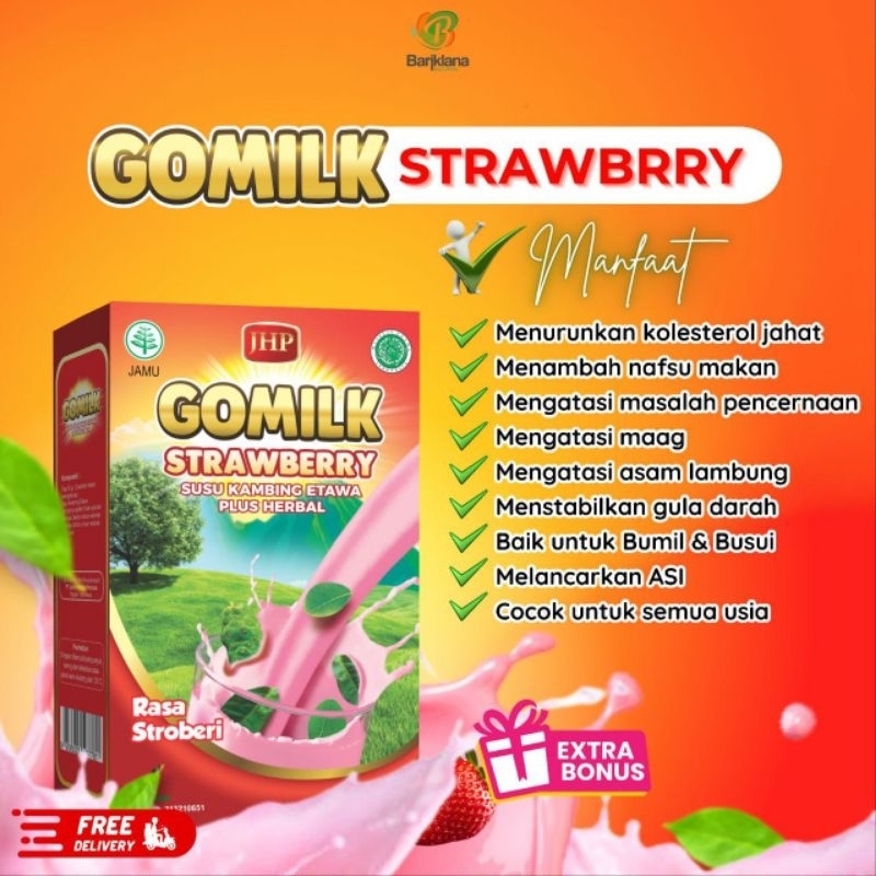 

Susu Kambing Etawa PLUS herbal GOMILK rasa Strawberry