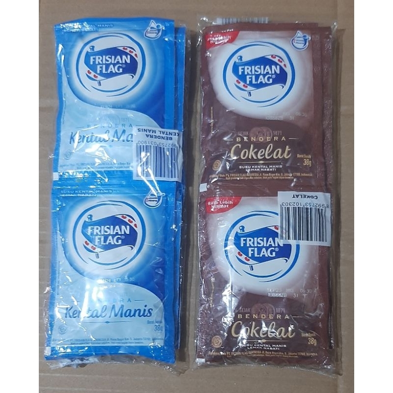

Frisian Flag Susu Kental Manis Putih & Coklat (isi 6 Sachet)