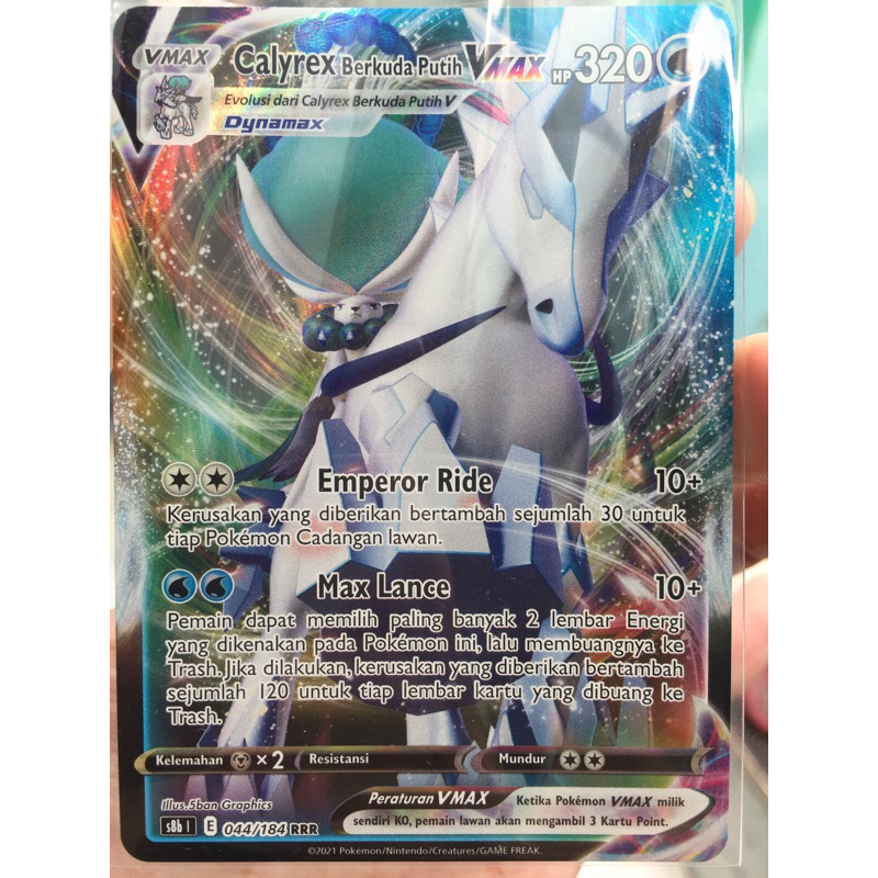 KARTU POKEMON CALYREX BERKUDA PUTIH VMAX RRR INDONESIA HOLO