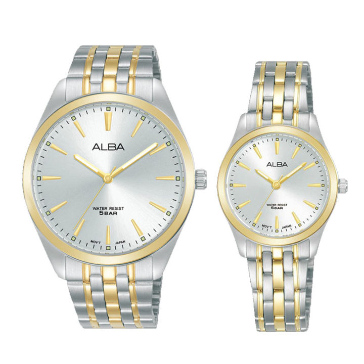 Jam Tangan Alba Couple Kombinasi Silver and Gold
