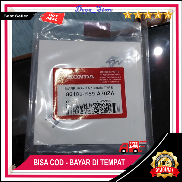 Emblem Sayap Honda Vario 150 New Stiker 86103-K59-A70ZA Original Emblem Body Sayap Timbul ORI