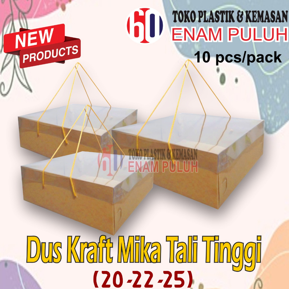 

BOX KRAFT MIKA TALI FOODGRADE / DUS KRAFT MIKA TALI / BOX KRAFT TUTUP MIKA TALI TENTENG TINGGI 10cm Tebal Hemat Berkualitas isi 10pcs