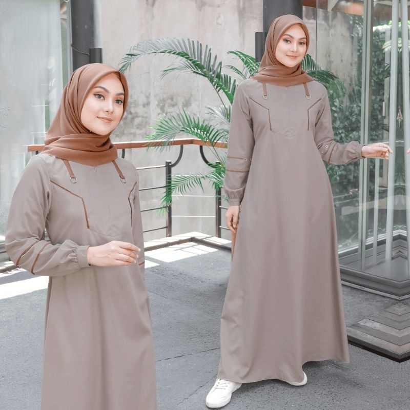 AYUMI 396 PURPLE BROWN GAMIS DAILY ETHICA MATERIAL : VALDENA Busuifriendly Wudhufriendly l