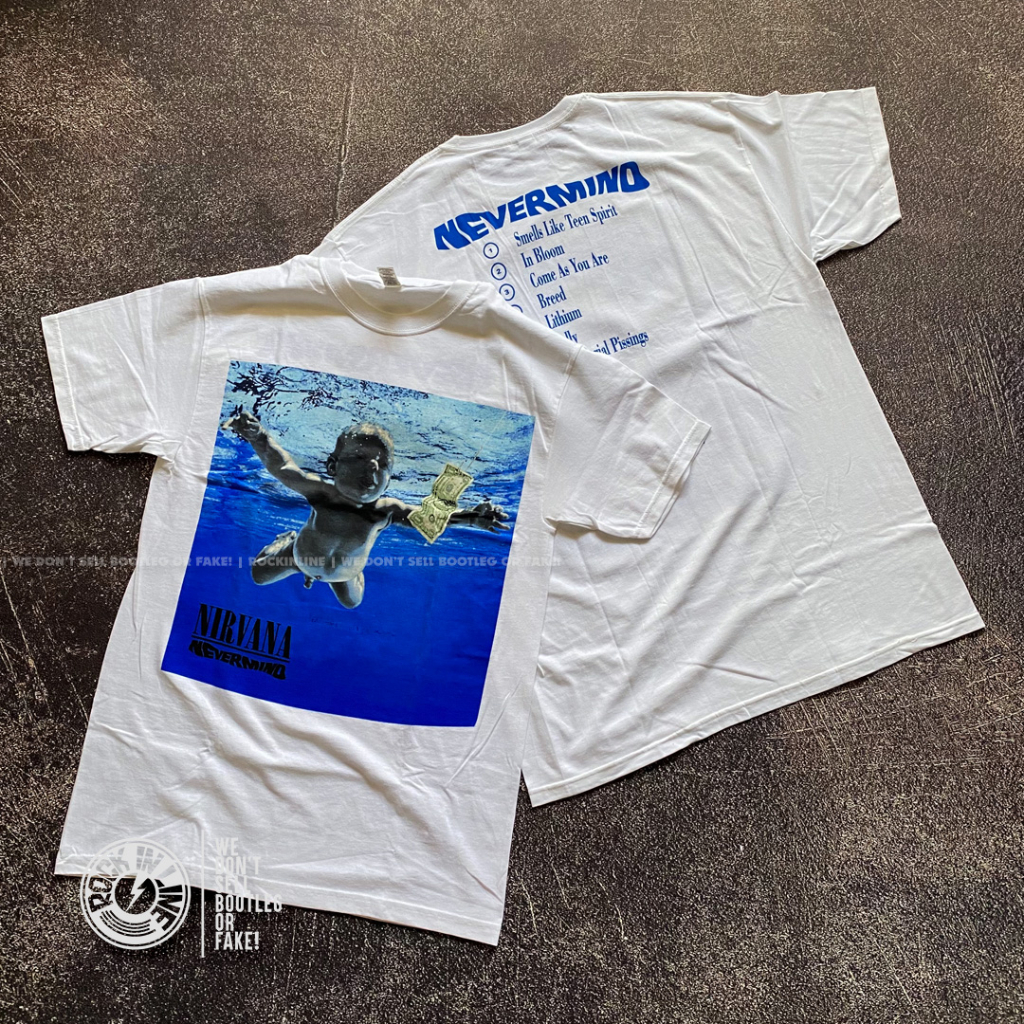 NIRVANA - NEVERMIND (White / Back Print) Kaos Band Original