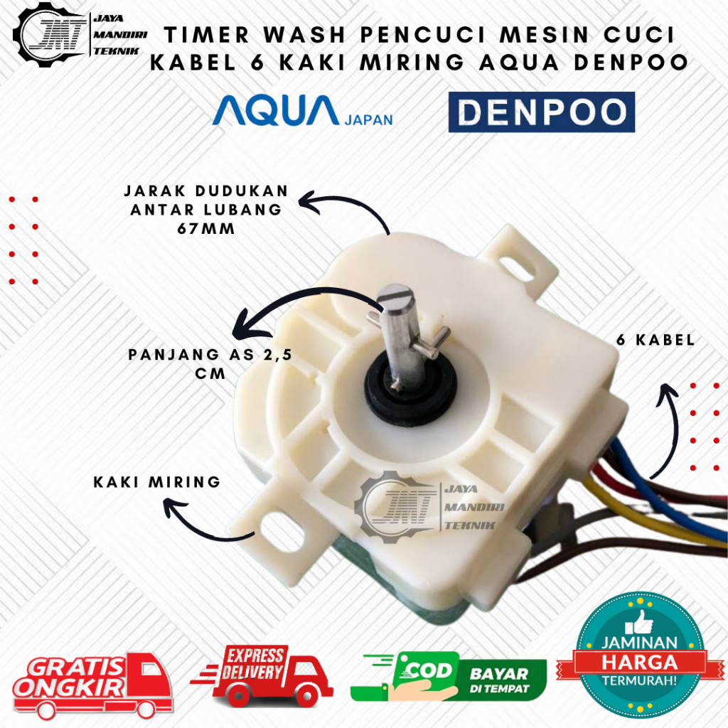 Timer Mesin Cuci Kabel 6 Kaki Miring Aqua Denpoo