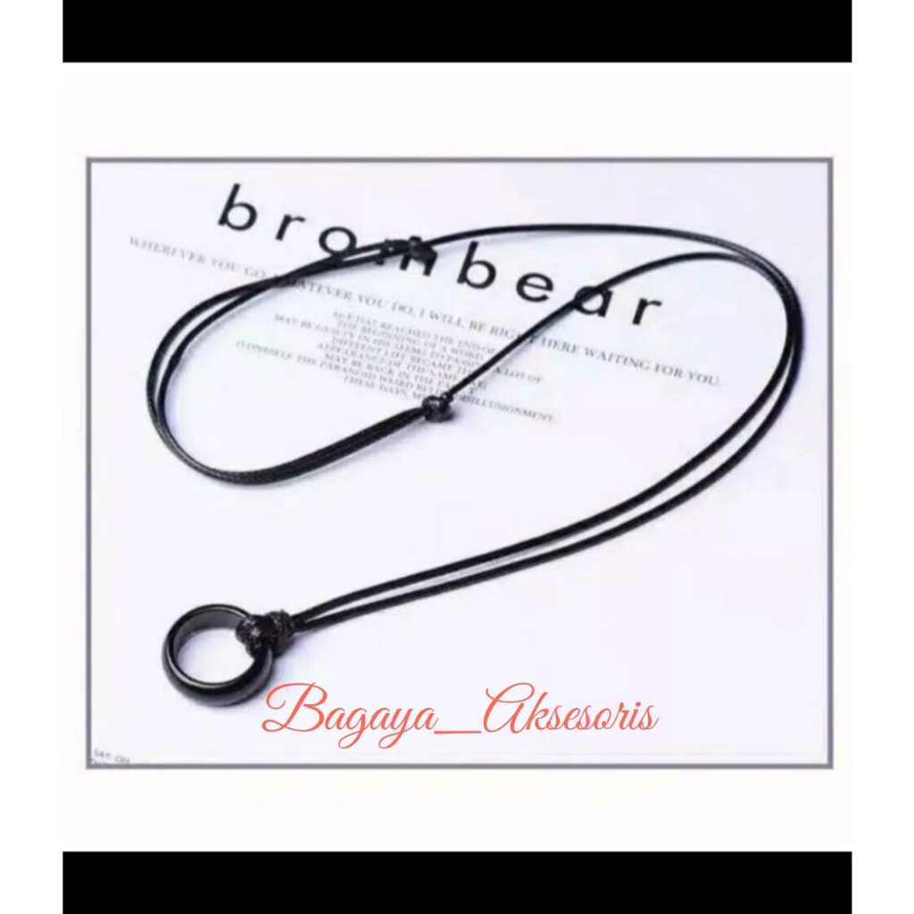 KALUNG TALI HITAM BANDUL CINCIN TITANIUM PRIA DAN WANITA KALUNG LIONTIN CINCIN TITANIUM