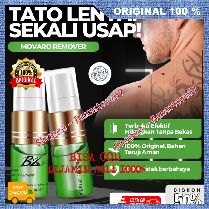 Movaro Remover Lenyapkan Tato Dalam 3X Usap Hapus Tato / Sulam Permanen Tanpa Laser Dan Tanpa Rasa S