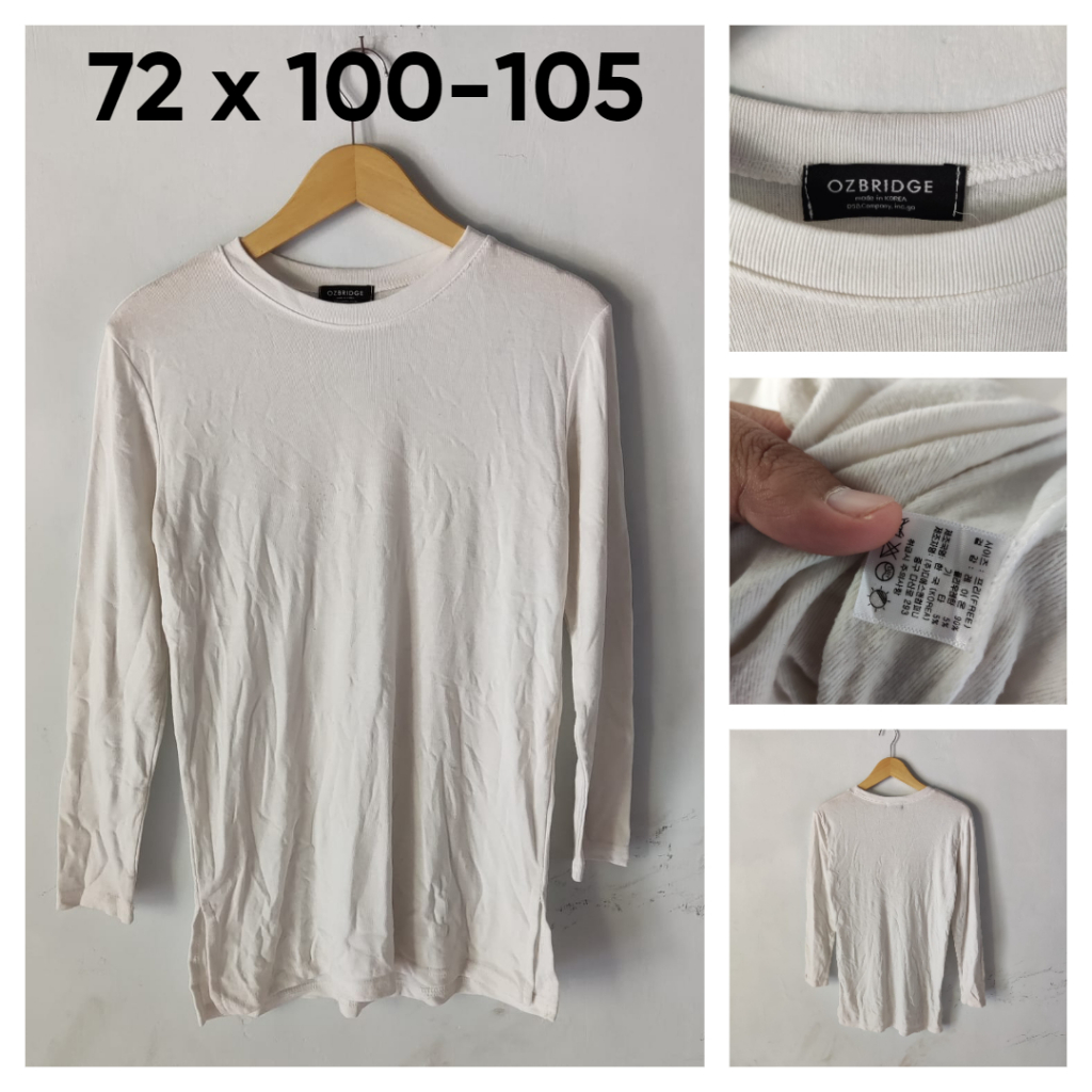 Kaos Lengan Panjang Ozbridge Putih Size M Pria Wanita