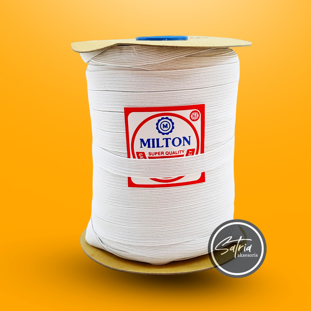 TALI KARET ELASTIC MILTON PUTIH SJ12 12MM / TALI KARET KOLOR