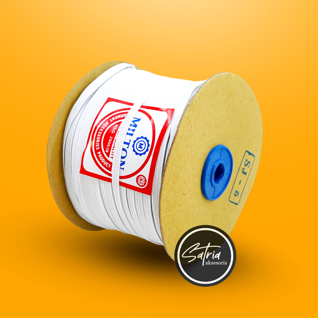TALI KARET ELASTIC MILTON PUTIH SJ6 6MM / TALI KARET KOLOR