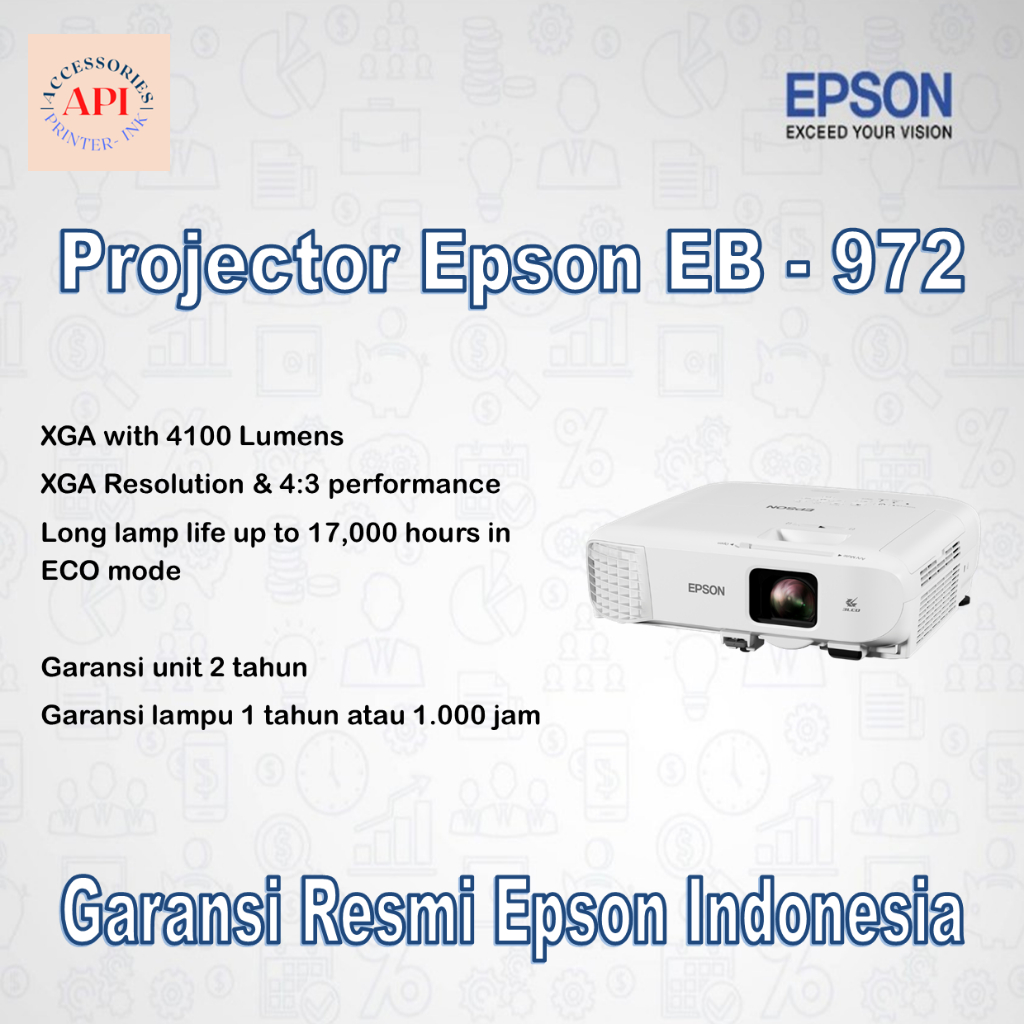PROYEKTOR EPSON EB-972 EB972 EB 972 PROJECTOR EPSON EB-972 - RESMI