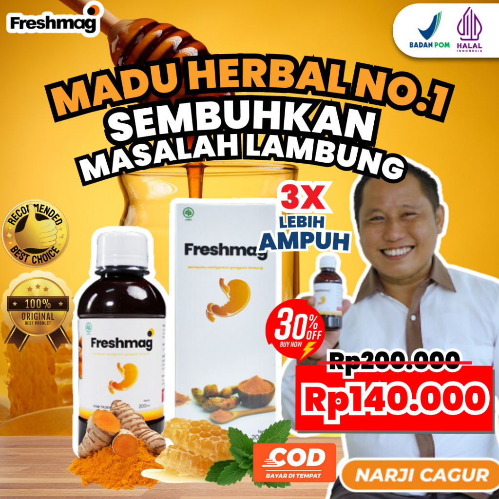 

FRESHMAG - MADU HERBAL ALAMI EFEKTIF MENGOBATI ASAM LAMBUNG MAAG KRONIS GERD